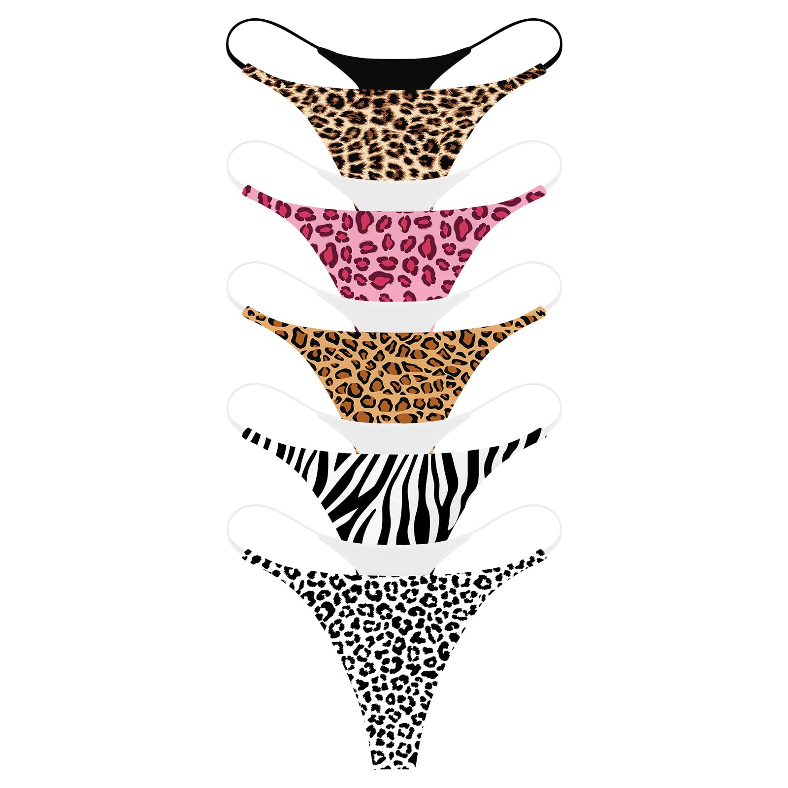 ETAOLINE Women's Thong Bikini Cheeky Bottom Solid G String Panties