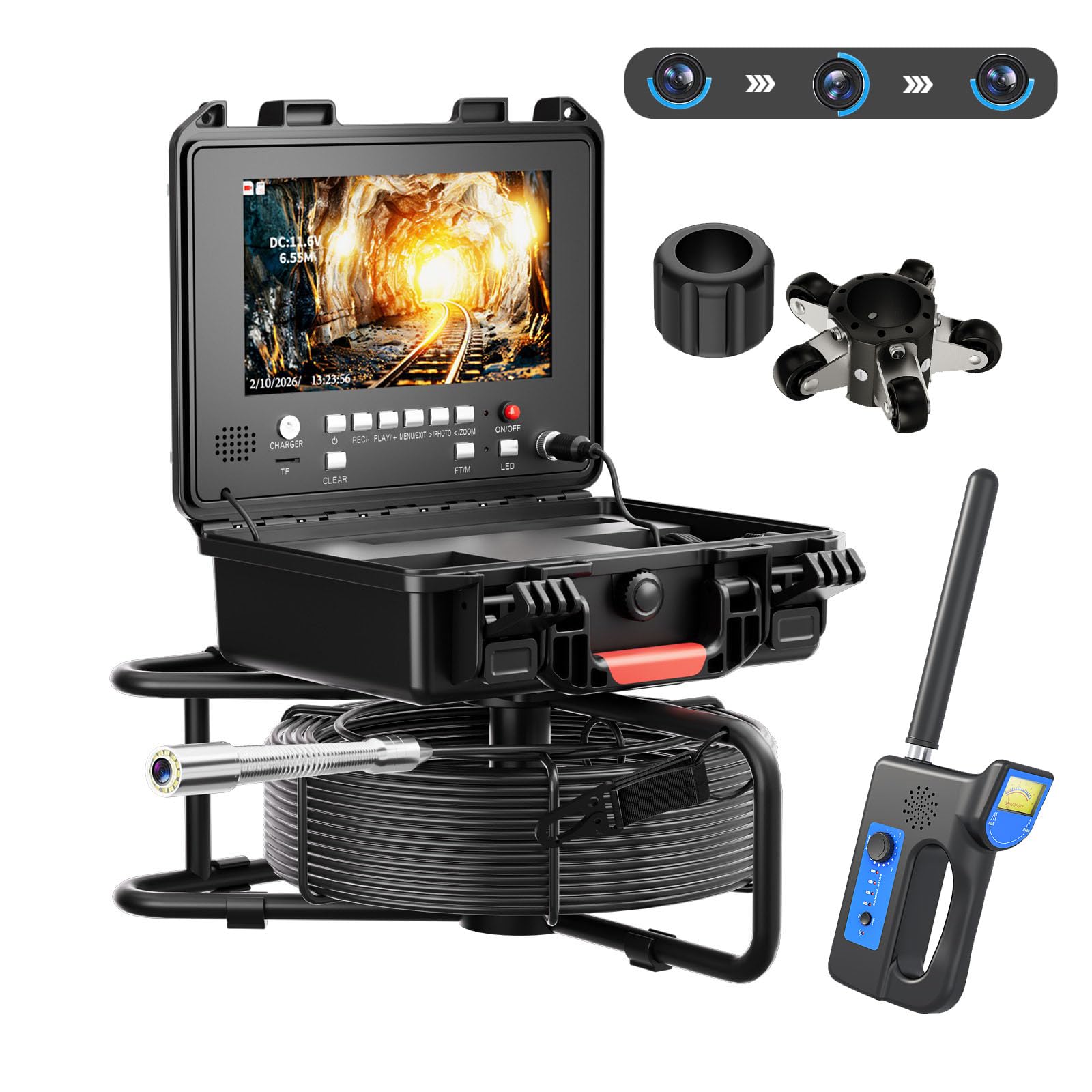 JQGADL 9" AHD Sewer Detector,Pipe Inspection Scope,DVR 1080P Borescope