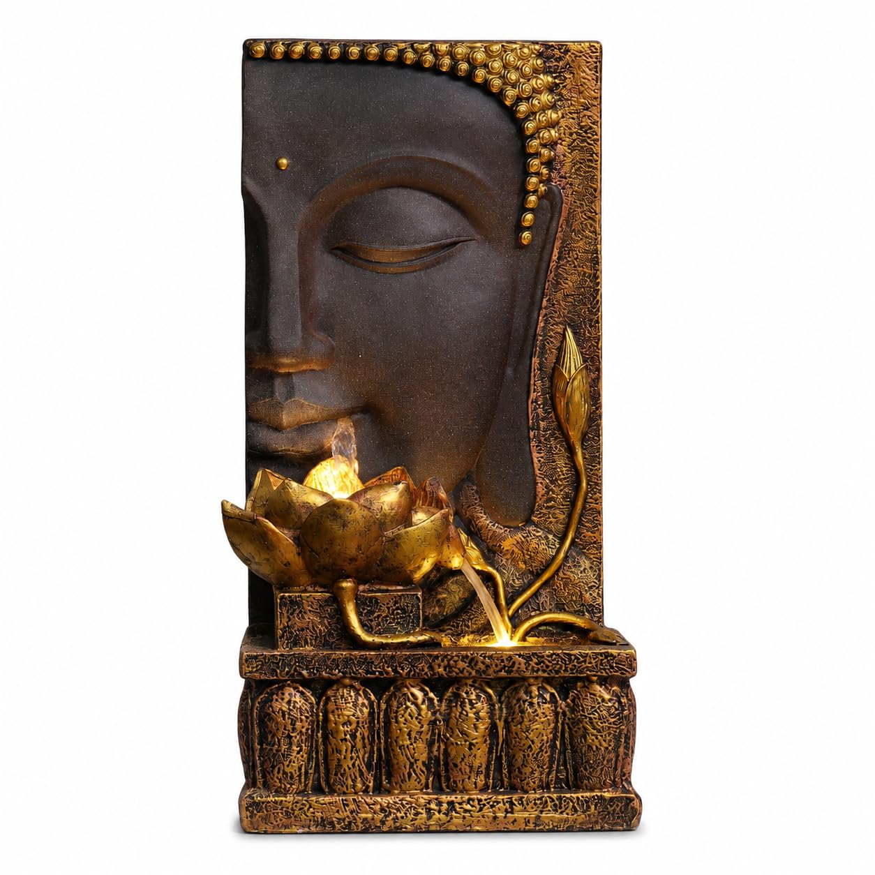 32 Inch Buddha Water Fountain for Home Decor with LED Light & Silent Water Pump | Premium Fiber Waterfall Fountain | Decorative Fountain for Living Room, Office, Meditation & Vastu-image-15