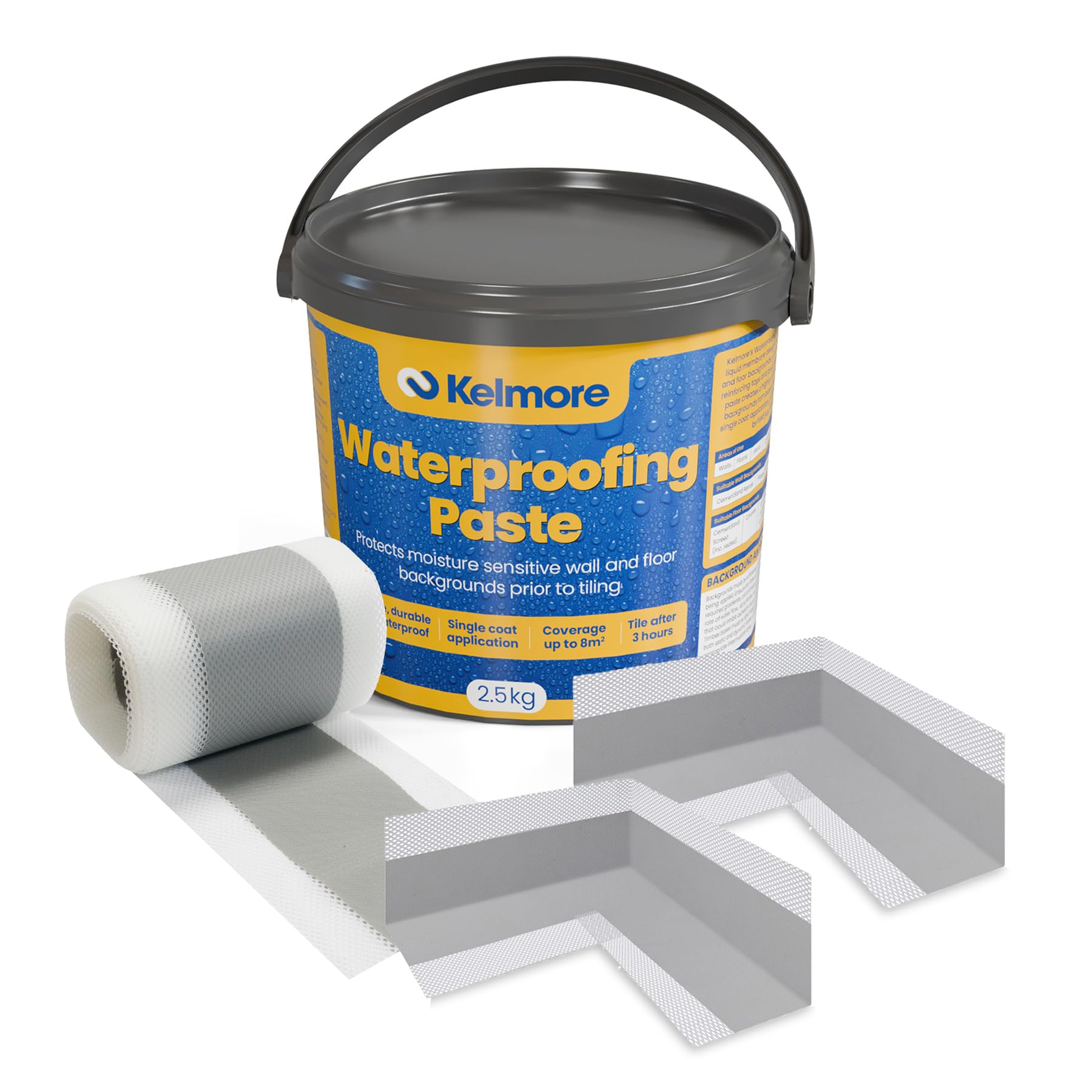 Thermopanel Premium Tanking Kit - For Wet room, Shower, Bathroom - Waterproofing with Internal Corners, 10m Membrane Tape, and Tanking Membrane
