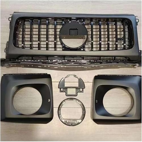 Front Bumper Grille Centre Hood Grill Body Kit Compatible For Benz G Class G Wagon W464 2019 2025 G63 G65 AMG Black Silver Car Styling(All Black)