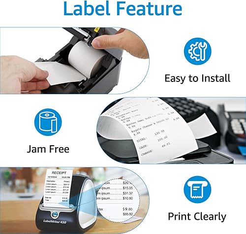 Miniatura 4 de GREENCYCLE 4 rollos compatibles con Dymo 30270 de 2-1/4 pulgadas x 250 pies (2.244 in x 249.3 ft), rollos de papel de recibo blanco LW etiquetas