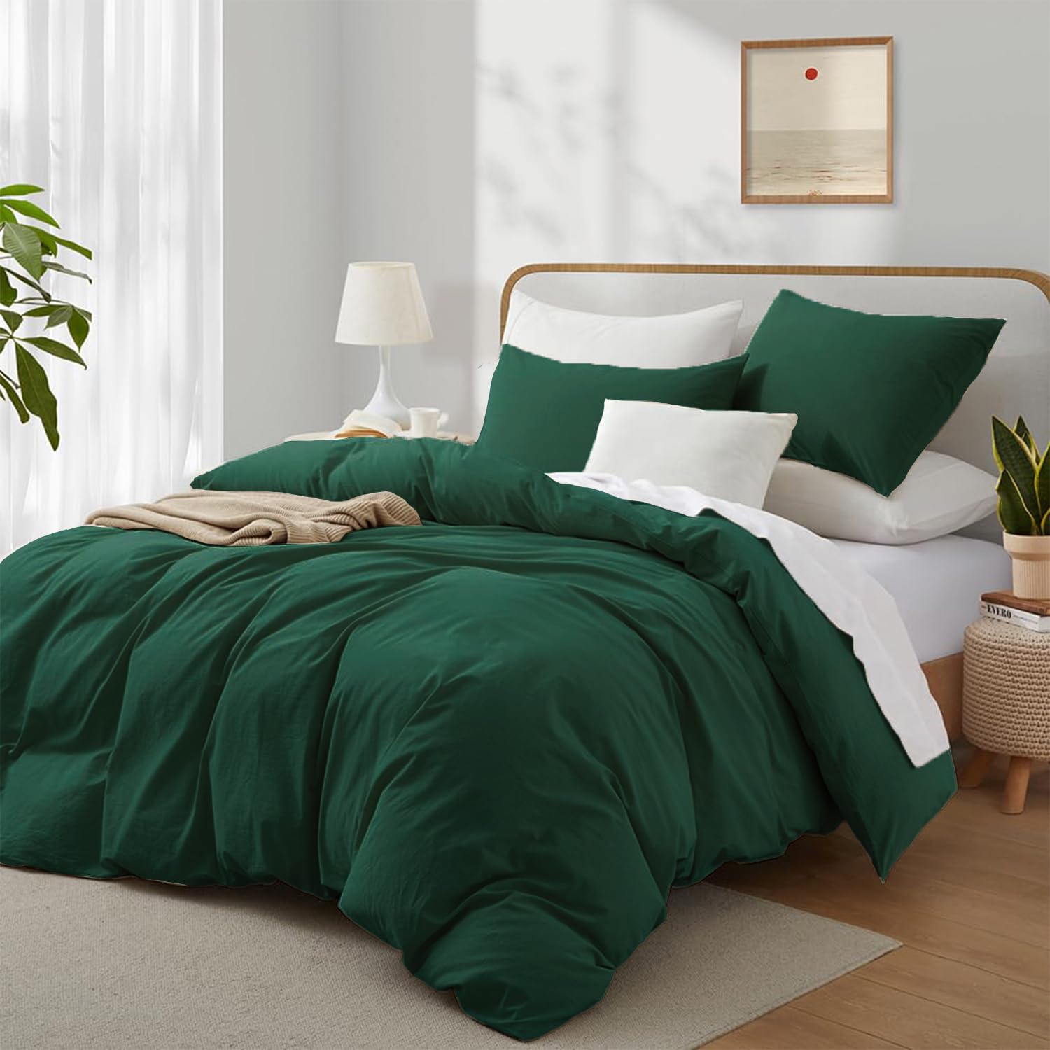 Green - Jacquard Patchwork Cotton Double Bed Cover with Pillow Covers (108 x 83 in) 02