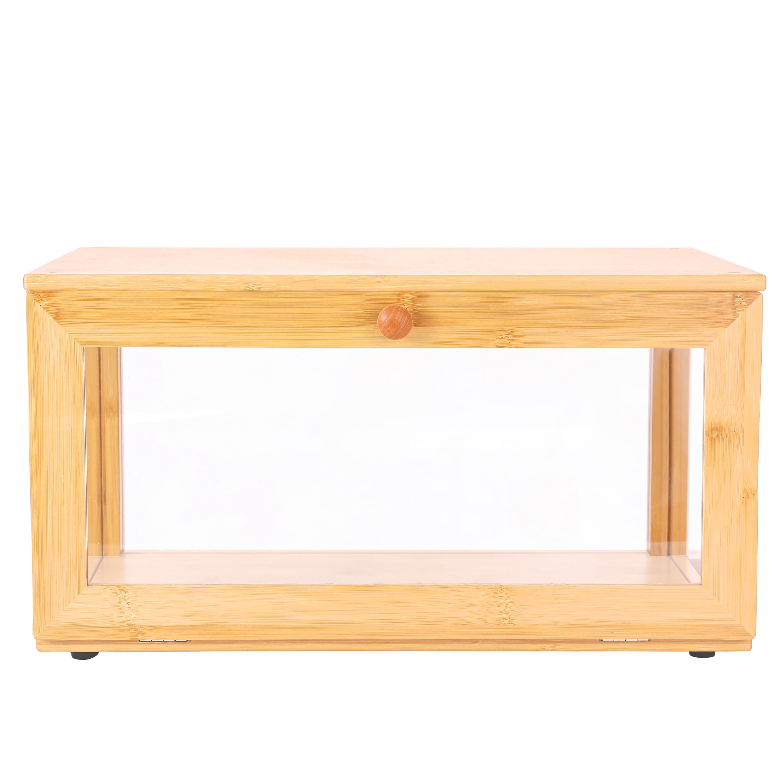Caja de pan de bambú para encimera de cocina pastelería vitrina almacenamiento de cocina (bambú transparente) 7