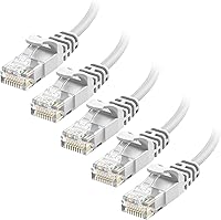Vista 8 de Cable Matters Paquete de 5 cables Ethernet Cat 6 sin enganches de 10 Gbps, 5 pies, cable Cat 6 de perfil delgado, cable Cat6, cable Ethernet fino