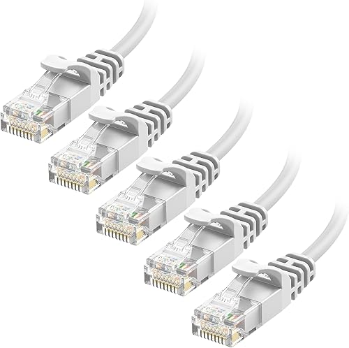 Miniatura 8 de Cable Matters Paquete de 5 cables Ethernet ultrafinos Cat6 de 10 Gbps corto sin enganches de 7 pies (cable Cat6 delgado) en color azul