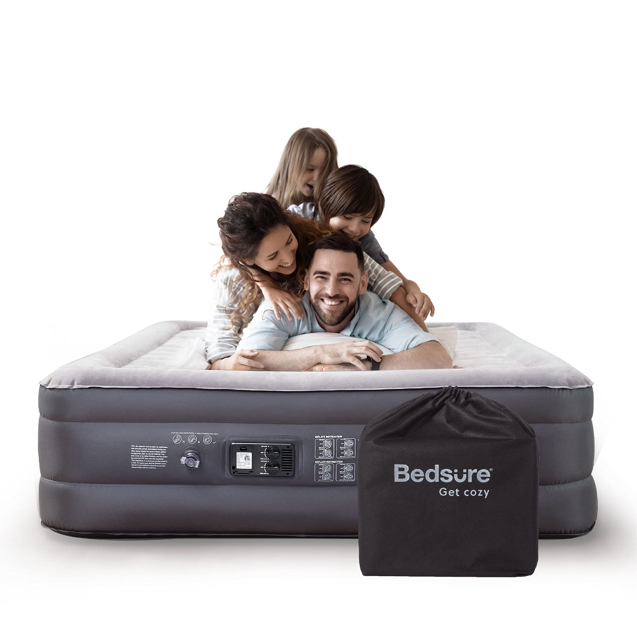 Bedsure Queen Air Mattress with Built in Pump - 18" Raised Inflatable Mattress Double Air Beds for Camping and Indoor Use