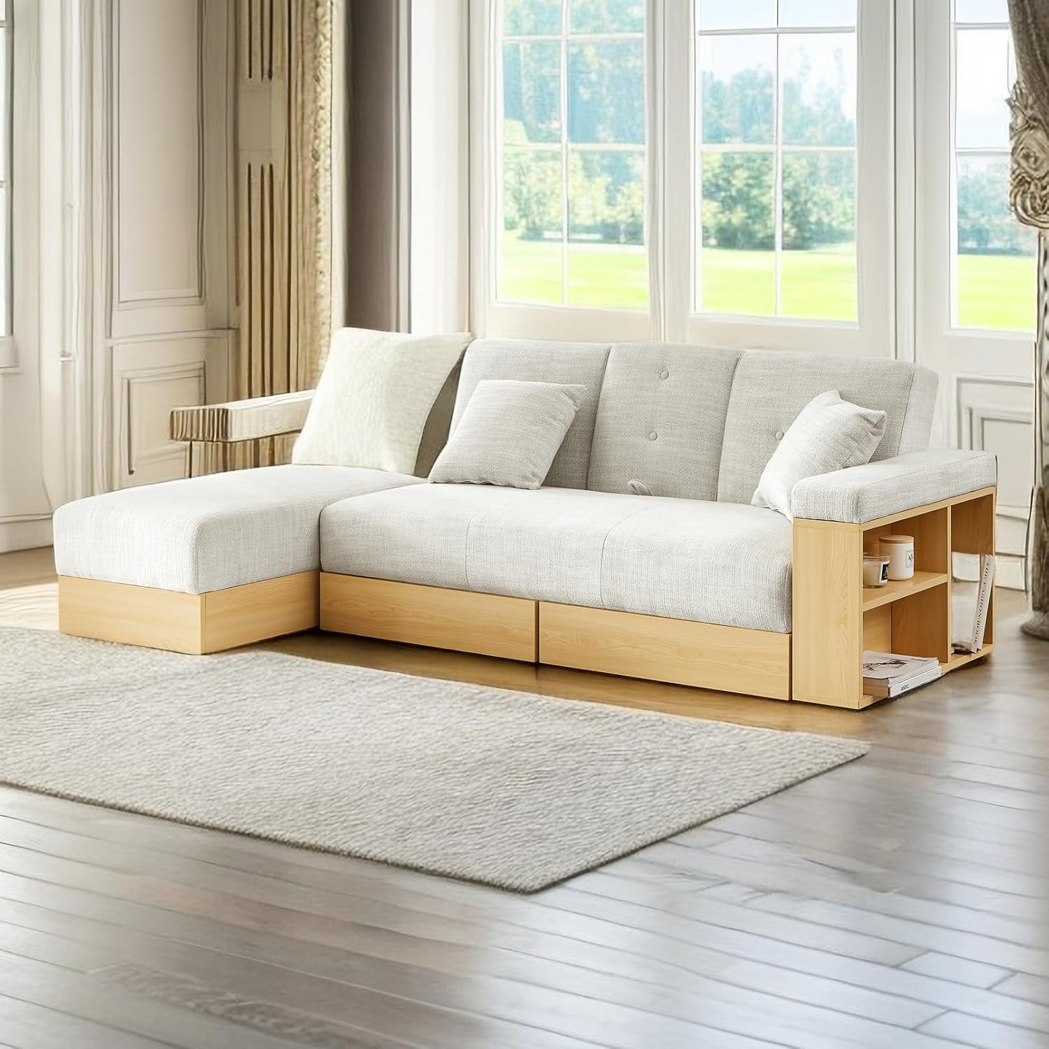 82" Convertible Sectional Storage Sofa Set Couch with Flip