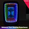 Mini refrigerador de bebidas Frigidaire Gaming con luz, 6 latas, 4 litros, enfriador con puerta grande transparente y luces LED perfecto para experiencia gaming, hogar, oficina o autos. Cargador de 12V (Stealth) 7