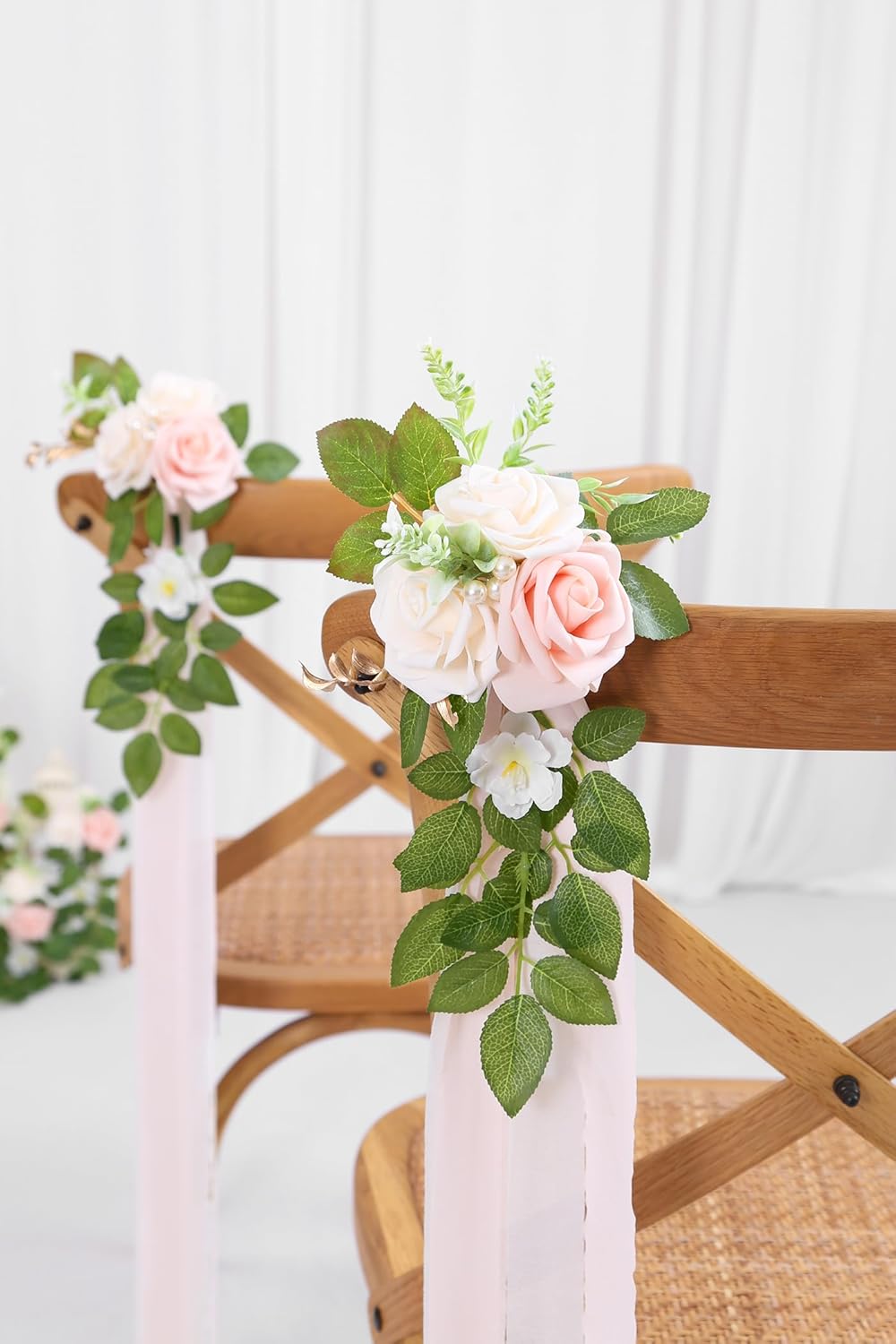 Condition photo showing New/Like New for 10 wedding aisle decorations for wedding ceremony pink wedding chair decorations flowers for wedding aisle decor church pew decorations