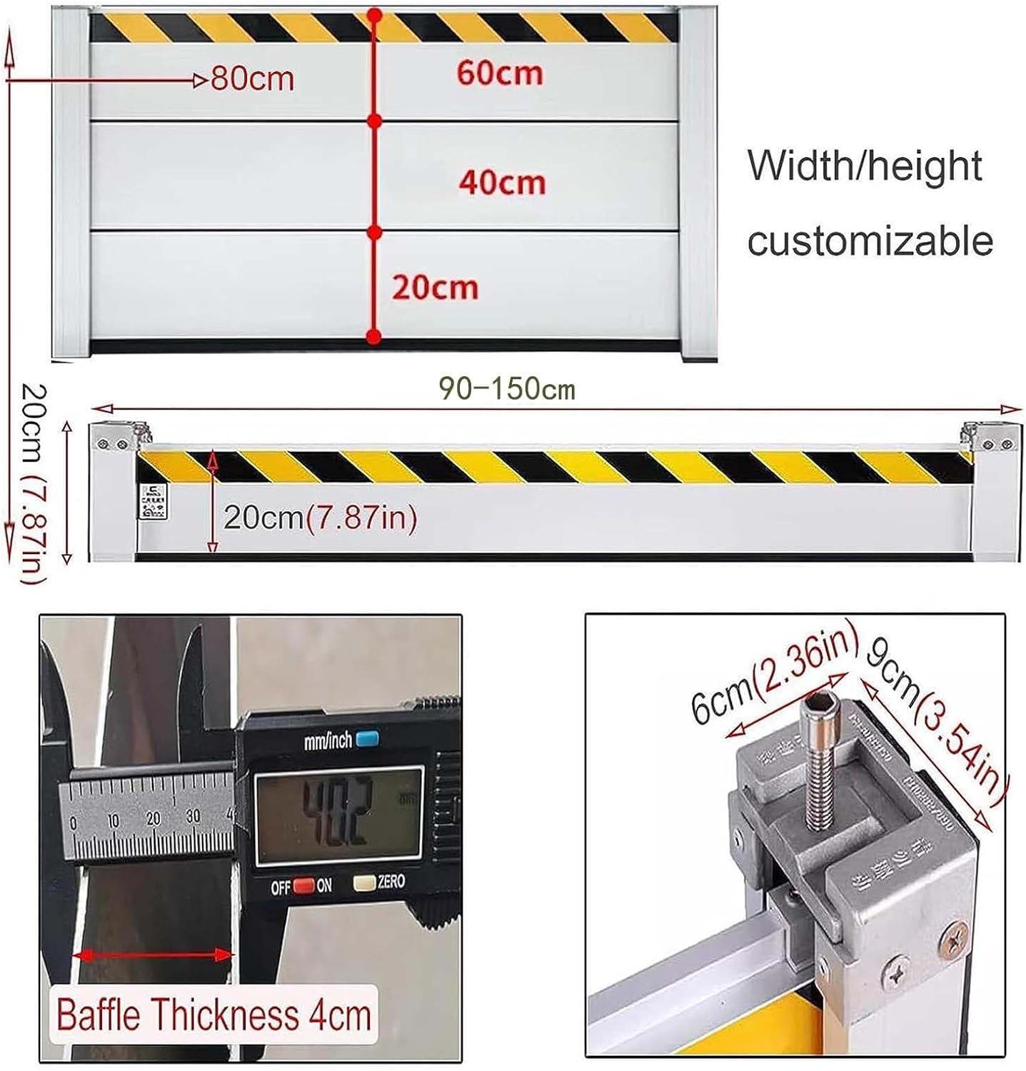 Flood Protection Barrier Water, Outdoor Flood Barrier Door Aluminum Alloy Garage Flood Protection Barrier Removable Basement Window Flood Protection Barrier Proof Baffle (Color : A, Size : 9