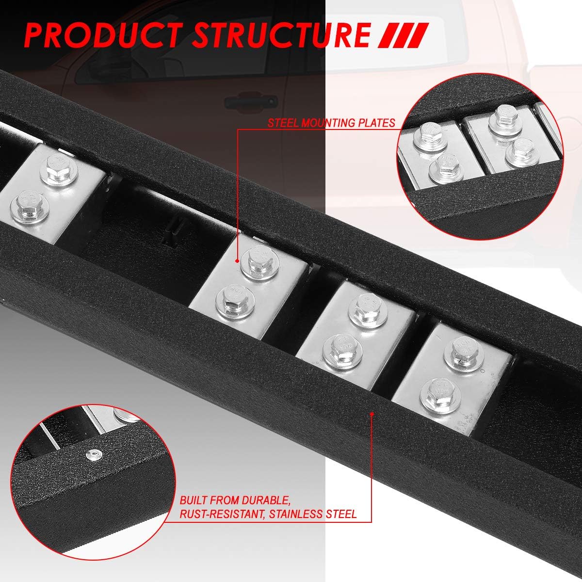 Auto Dynasty Flat Running Boards Compatible with 2007-2021 Toyota Tundra CrewMax/Extended Crew Cab, Stainless Steel Side Step Nerf Bar, 5" Step Bars, Black Powdercoated