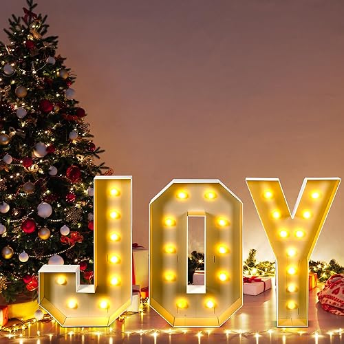 Miniatura 7 de Letrero de Navidad iluminado con luces LED gigantes, letras de alegría iluminadas, letrero grande de Navidad para patio, decoración de marquesina a