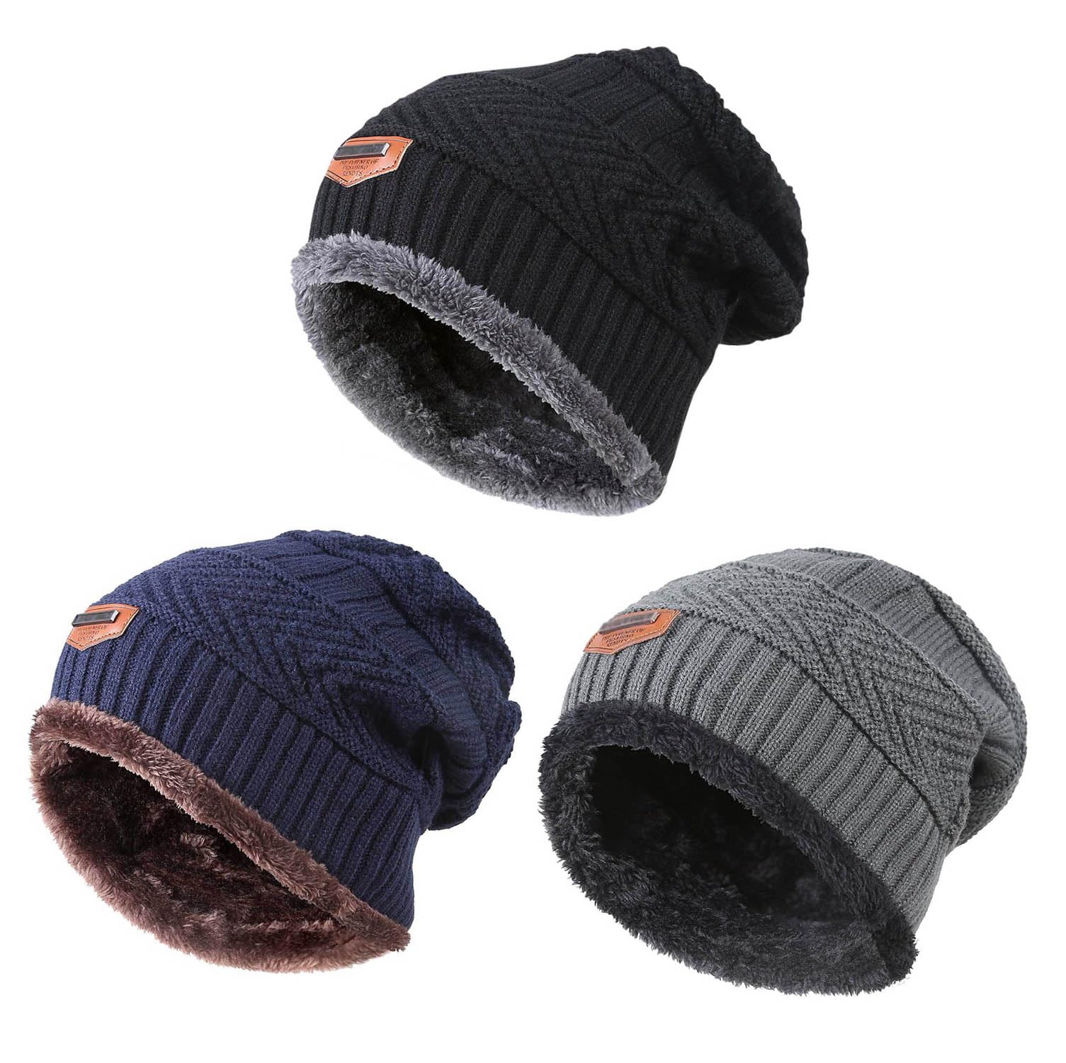 Winter Beanie Hat for Boys Girls (5-14 Years) Slouchy Beanie Windproof Warm Knit Kids Skull Cap