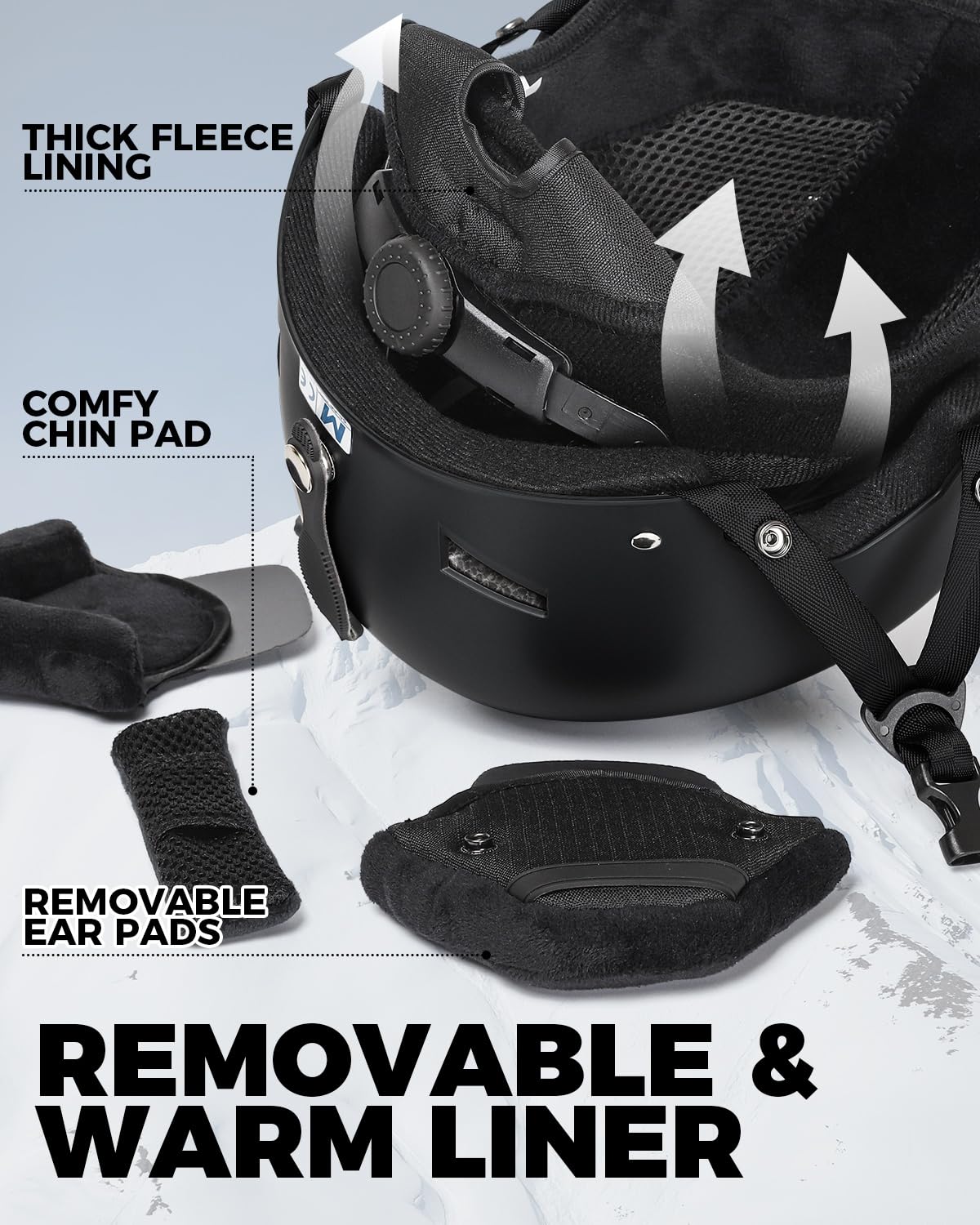 Victgoal Casque de Ski pour Homme Femme, Casque de Snowboard Ajustable en Toute Sécurité M/L Casque avec Protège-Oreilles Chauds pour Le Ski et Les Sports de Neige