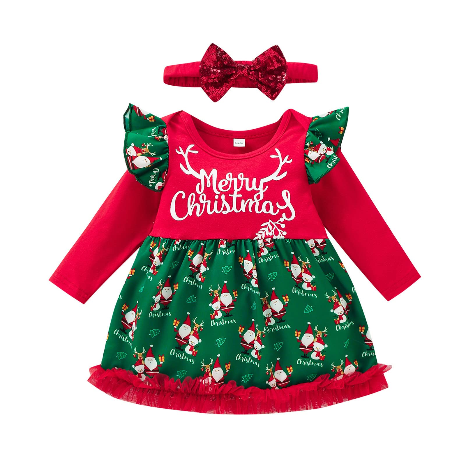 Dresses for Girls Christmas Plaid Print Patchwork Princess Dress Clothing Long Sleeves Round Neck Costumes for Christmas Theme