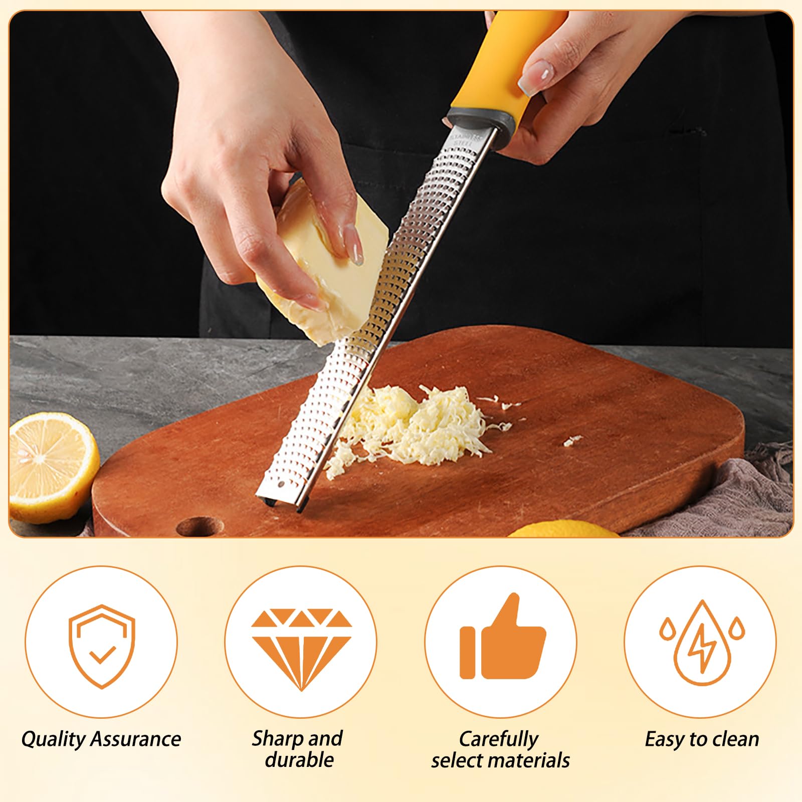 QHFlashbuy Edelstahl Zester Reibe,Parmesanreibe,Zitronenreibe, Ingwerreibe,Knoblauchreibe,Muskatnuss Reibe,Küchenreibe aus Edelstahl mit Schutzabdeckung und Reinigungsbürstev für Hartkäse,Zitrus QHFlashbuy Edelstahl Zester Reibe,Parmesanreibe,Zitronenreibe, Ingwerreibe,Knoblauchreibe,Muskatnuss Reibe,Küchenreibe aus Edelstahl mit Schutzabdeckung und Reinigungsbürstev für Hartkäse,Zitrus