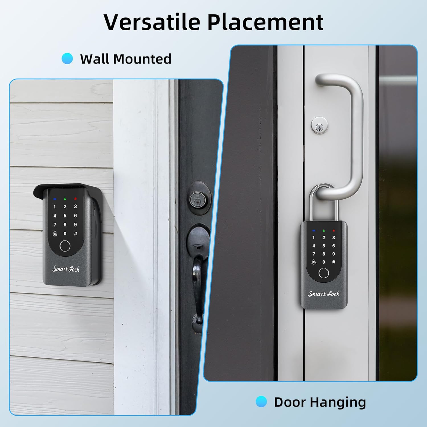 Bluetooth Key Box, Electronic Fingerprint Lock with Passcode, Card Access, Doorbell, and Waterproof Cover, for Vacation Homes & Secure Key Storage