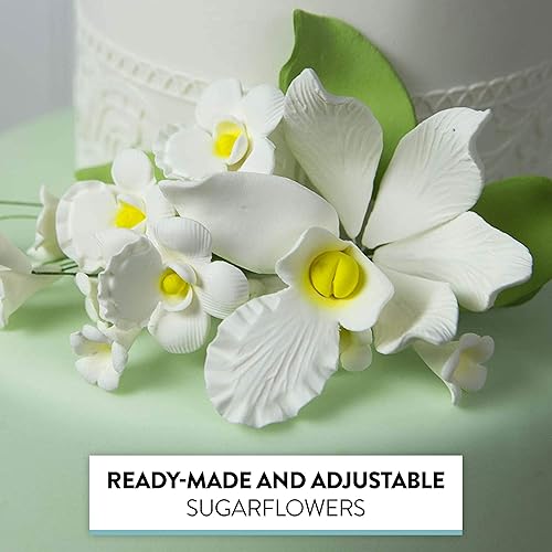 Vista 17 de Global Sugar Art Cattleya Orchid Sugar Cake Flowers - Aerosol arqueado, blanco, 1 unidad por el chef Alan Tetreault Cattleya - Spray de orquídea