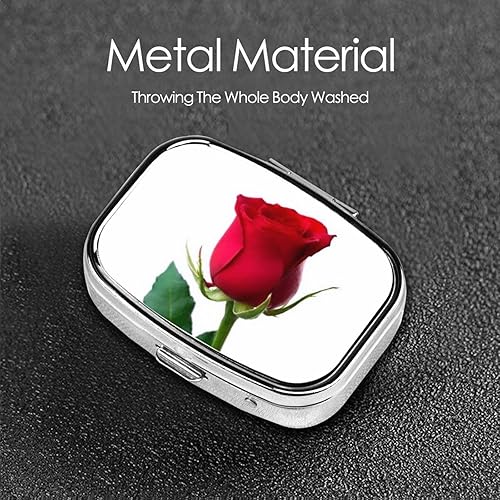 Miniatura 5 de Pastillero impreso Psd de rosa roja, 2 compartimentos, organizador de píldoras de medicina, portátil, pequeño, para bolsillo o monedero, pastillero