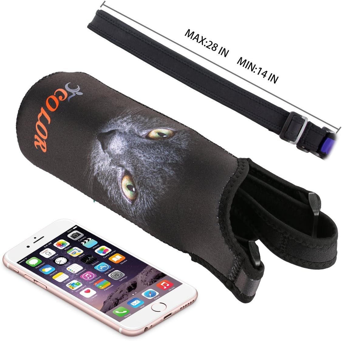 icolor Water Bottle Carrier Holder w/Adjustable Shoulder Strap Sling Insulated Neoprene Sports Bottle Sleeve Bag Hiking Pack,for Stainless Steel & Plastic Bottle Diameter Less Than 3"