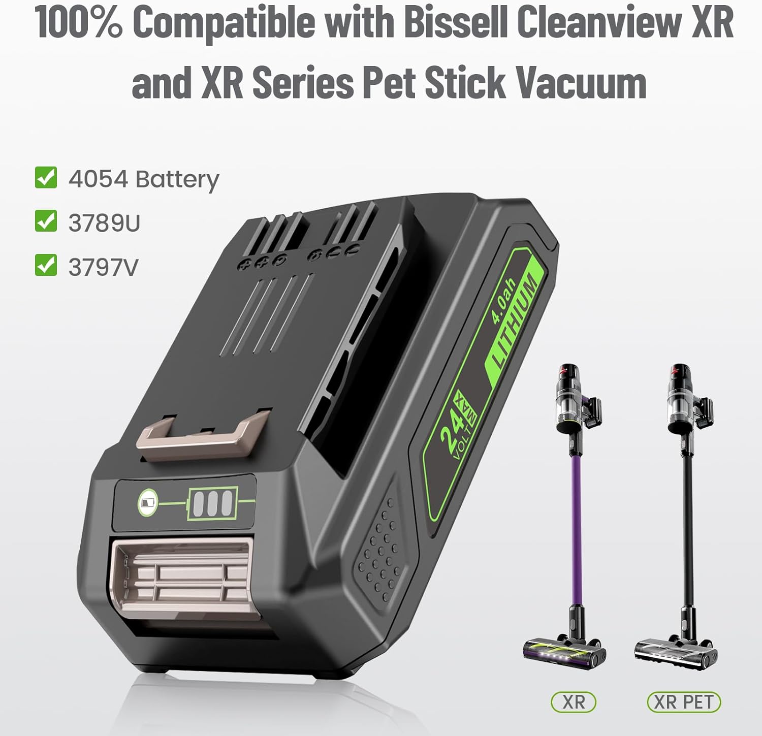 TREE.NB 24V 4.0Ah Replacement Battery for Bissell Cleanview XR and XR Series Pet Stick Vacuum Battery Compitable with Bissell Vacuum Cleaner 3789U 3797V