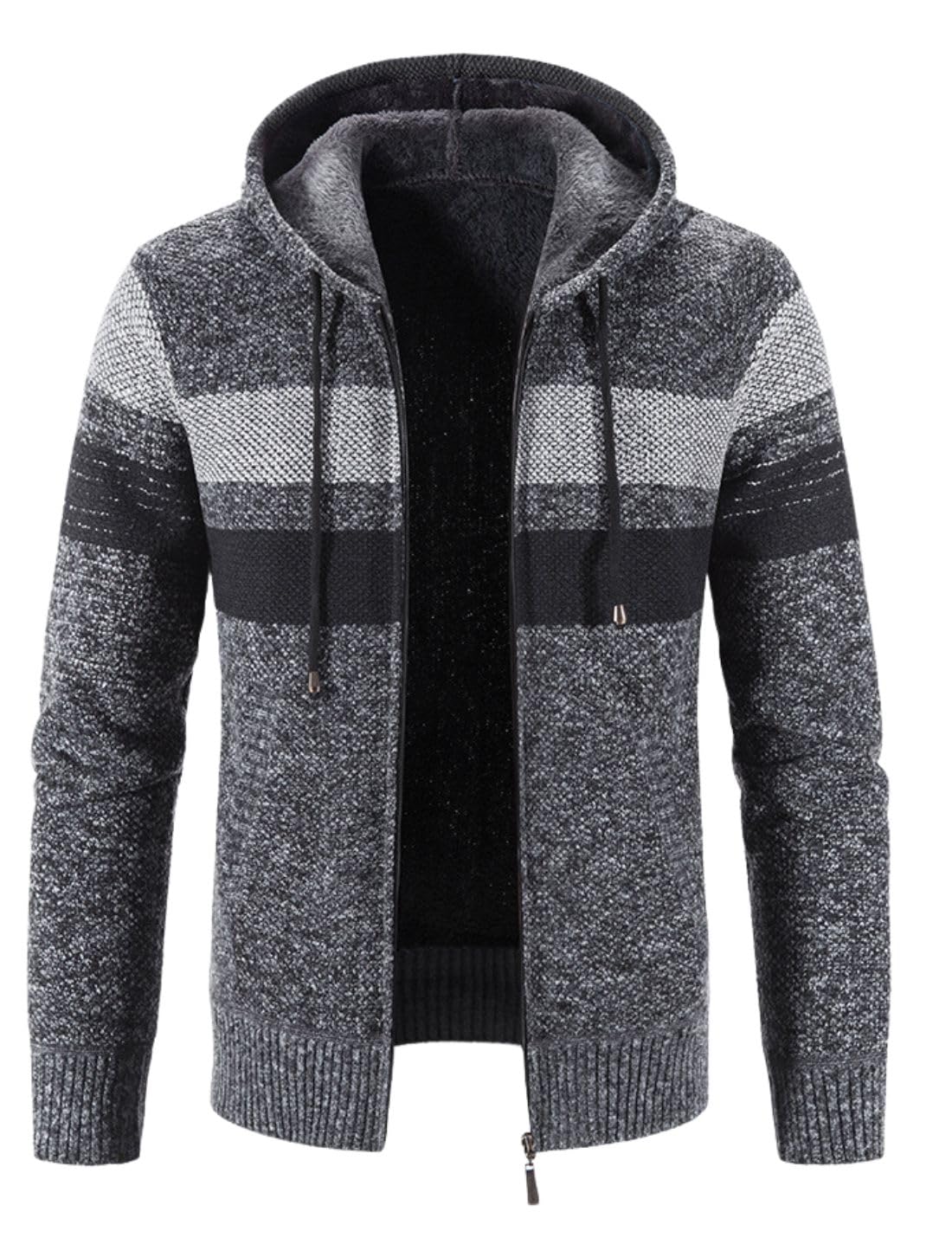 Kinkia Men's Fleece Lined Hoodie Winter Warm Full Zipper Cardigan Sweater