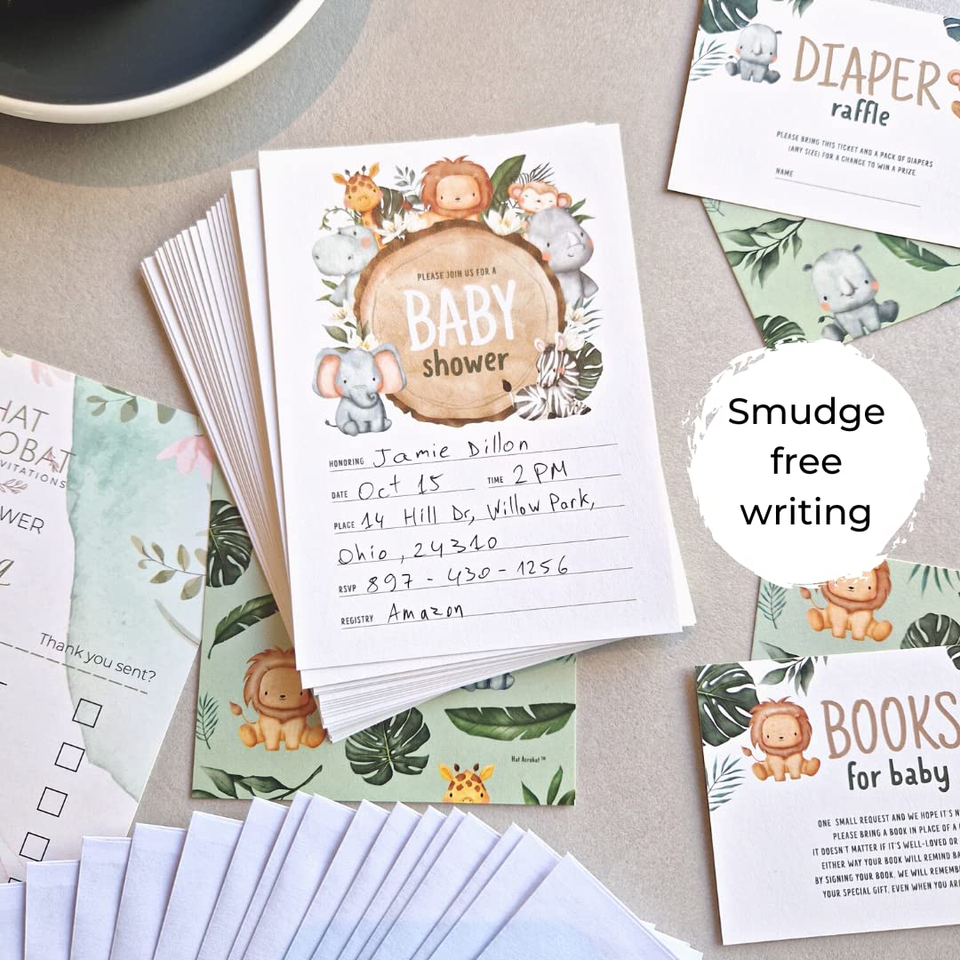 Hat Acrobat Baby Shower Boy Invitations with Diaper Raffle Tickets and Book Cards, 25 Pieces, 4.1 x 5.8 Inch