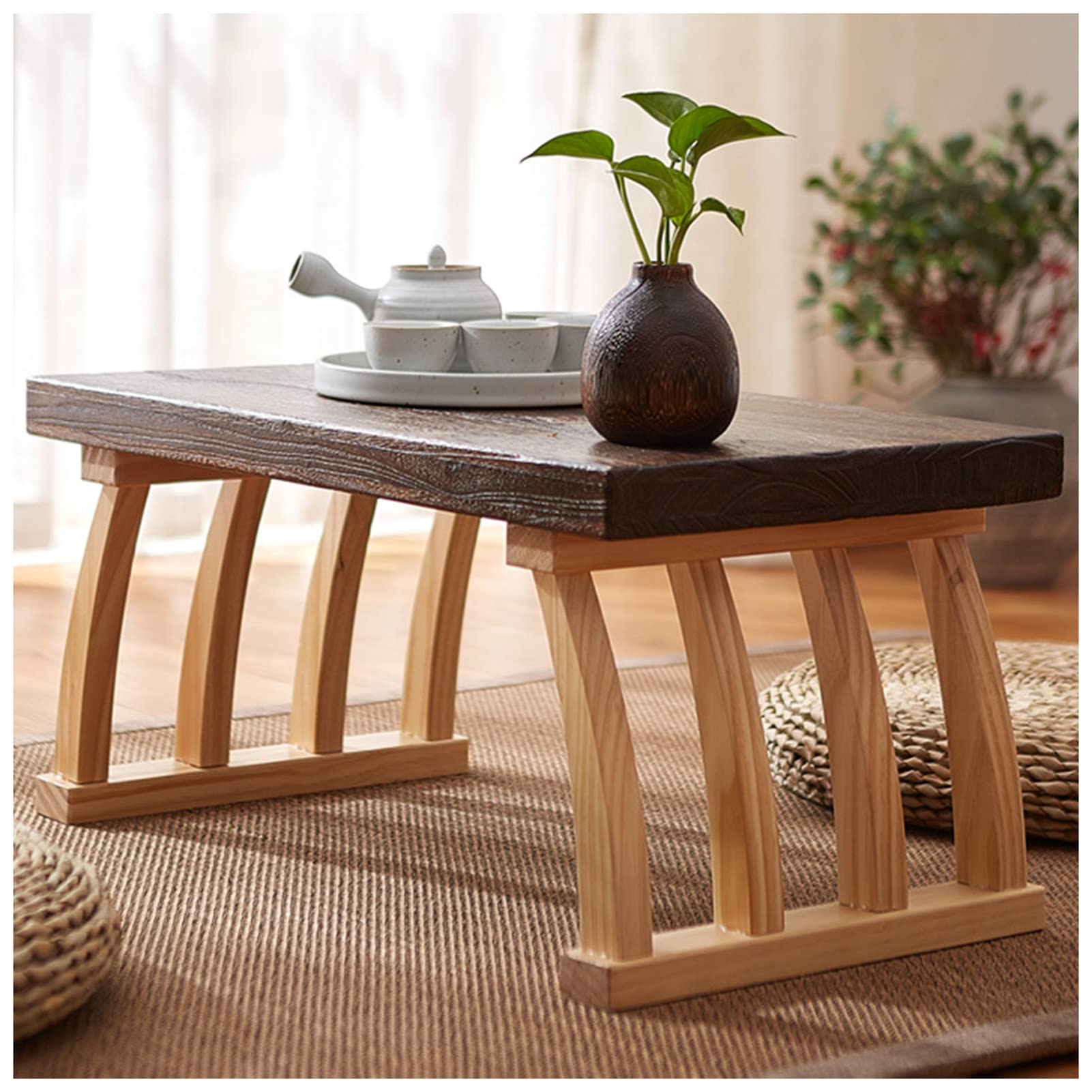 Tavolino da caffè in Legno， Tavolo da Computer Portatile， Tavolo da Pavimento in Tatami per tè e caffè， mobili da Pavimento per Soggiorno，