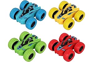 Flip City -  Pull Back Cars, Double-Sided Friction Powered Inertia Vehicles That Flip