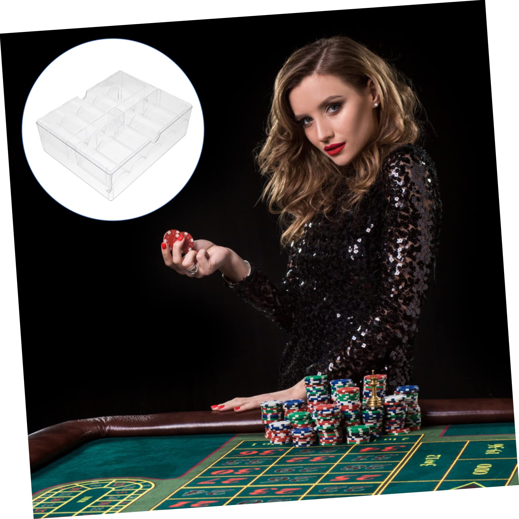 Angoily Scatola Porta Fiches Da Poker Organizer in Acrilico Trasparente Contenitore Per Fiches Da Poker Scomparti Per Conservare e Organizzare