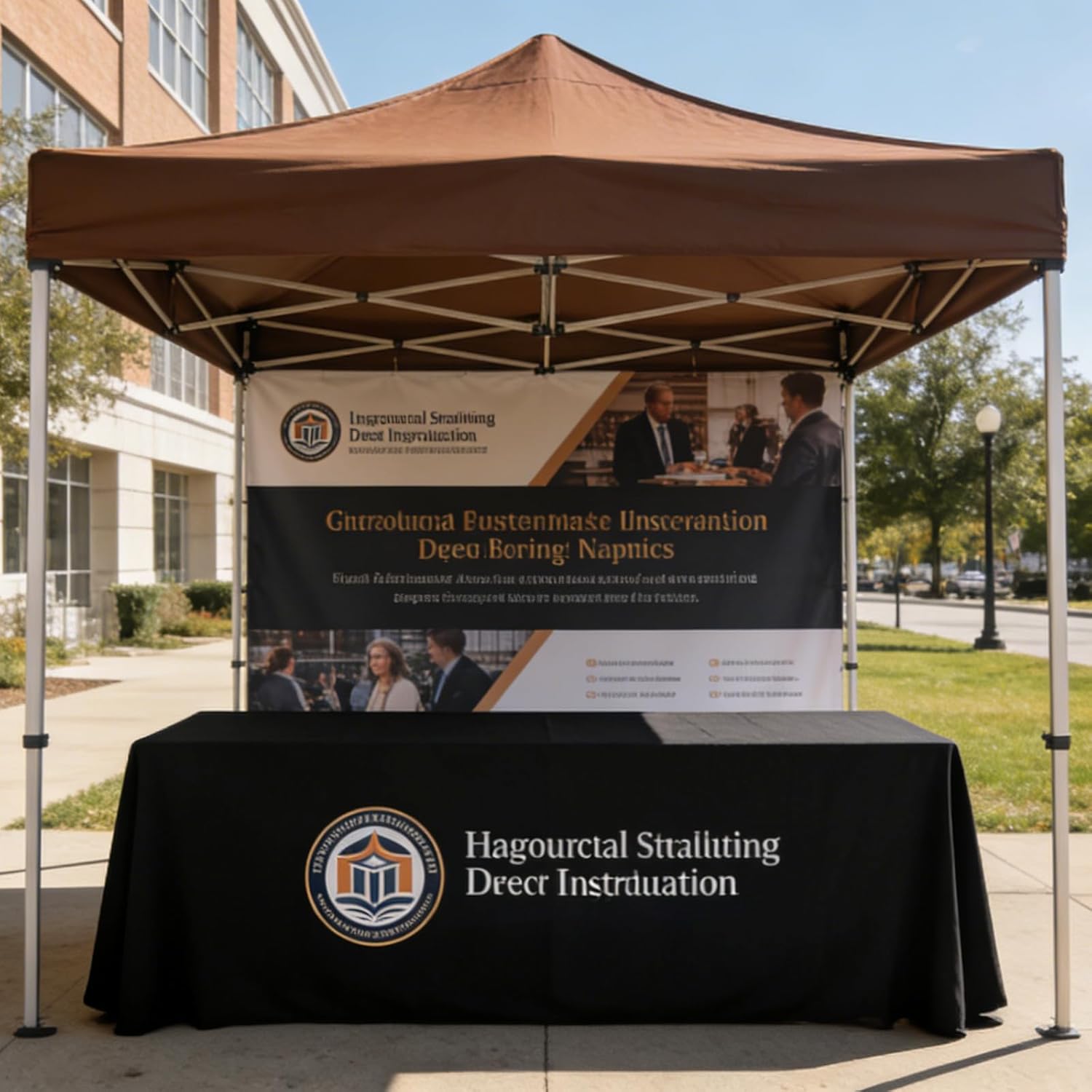 Custom Table Cloth with Business Logo Text Image 4/5/6/8/10FT Personalized Table Cloths for Business Tradeshow Events Company Shop School Welfare Organization (4FT Open Back)