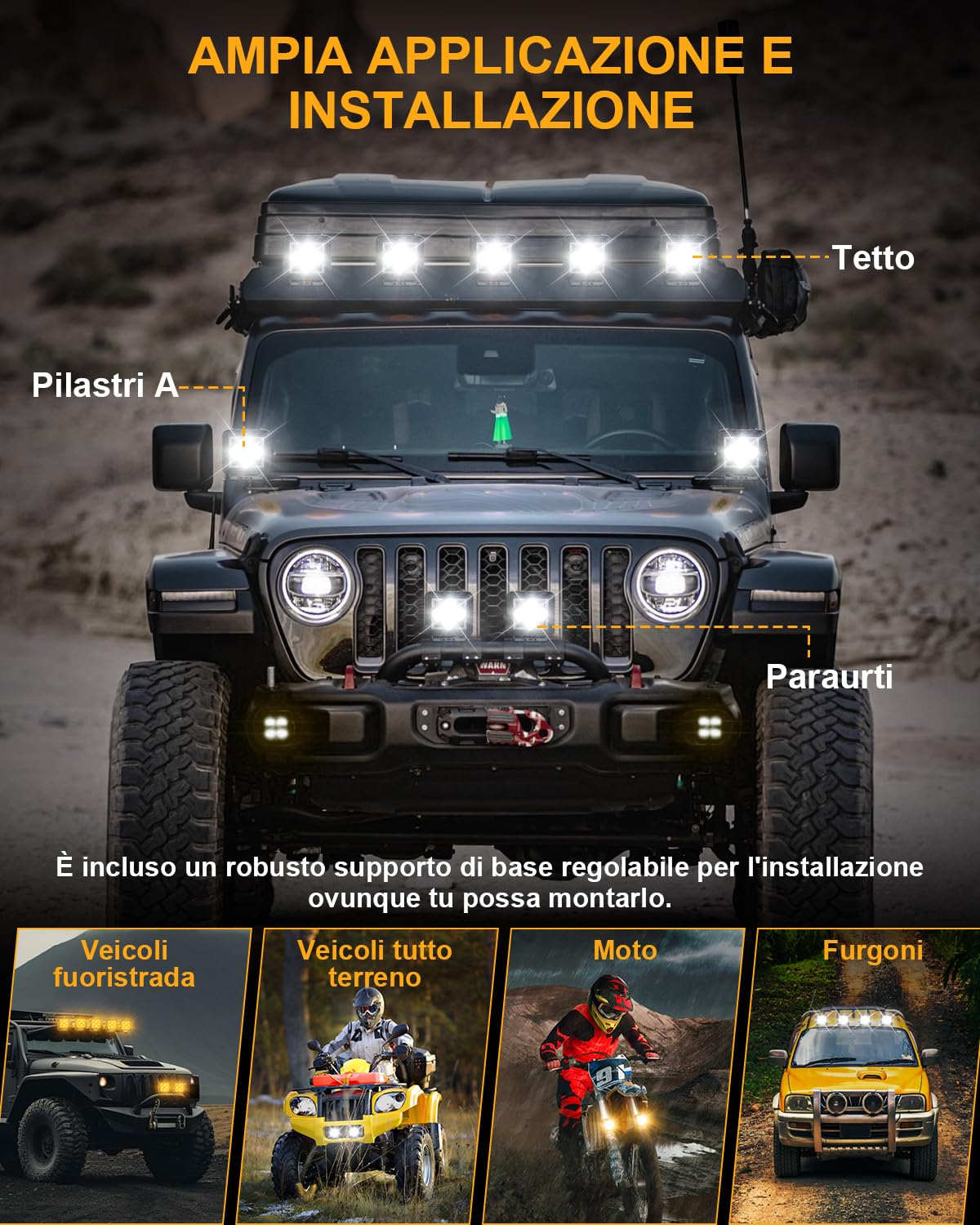 antom 2 Pezzi Fari LED 28000 Lumen 3000K/6500K Fari Aggiuntivi 12V 24V IP68 Con Chip LED Di Alta Qualità Per SUV, UTV, Escavatori, Trattori, ATV Fuoristrada.