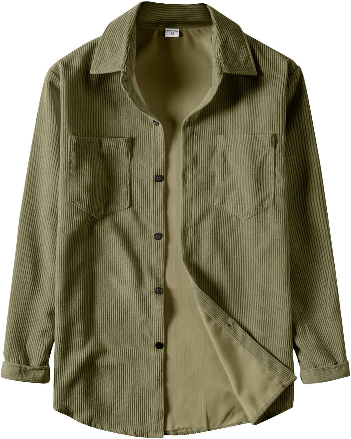 Ymosrh Men's Fall Casual Shirts Long Sleeve Button Down Corduroy Shirt Jacket with Pockets, M-3XL