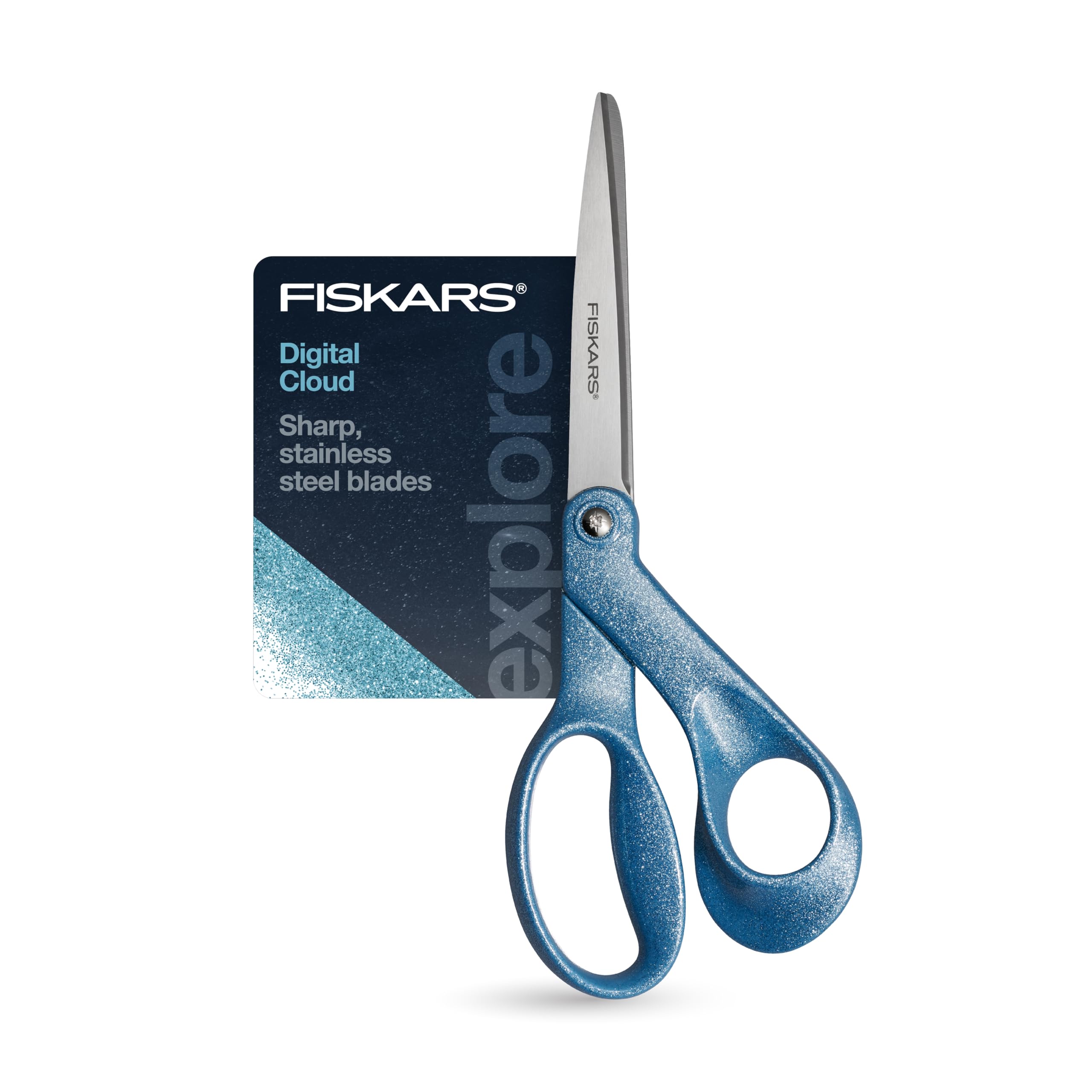 8" Designer Explore Collection Scissors, Glitter Digital Cloud | Precision Ground Stainle…