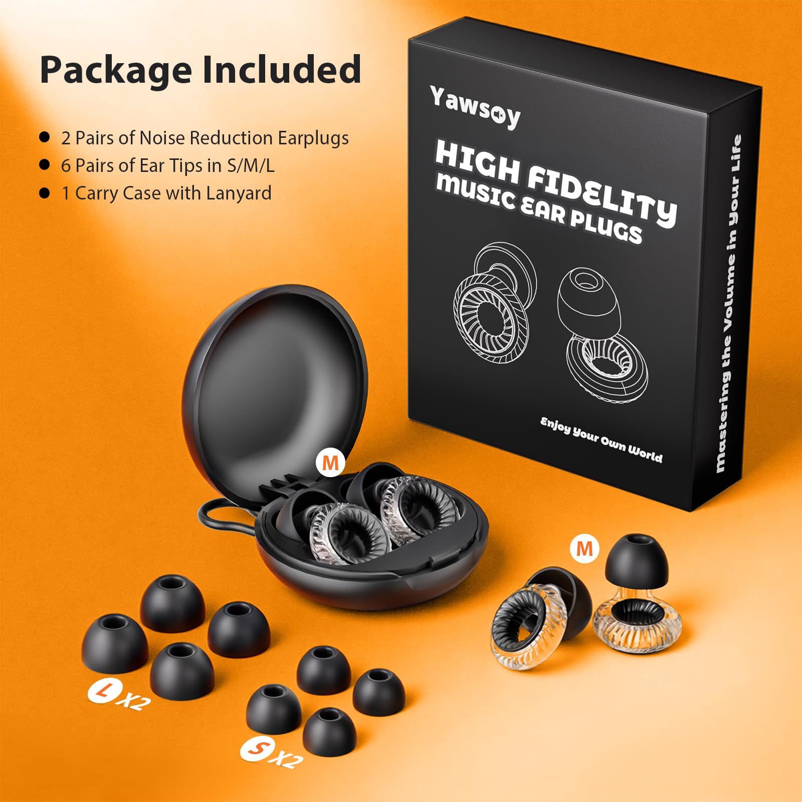 Yawsoy High Fidelity Concert Ear Plugs 2-Pack - Stylish Hearing Protection — Amazon image 5