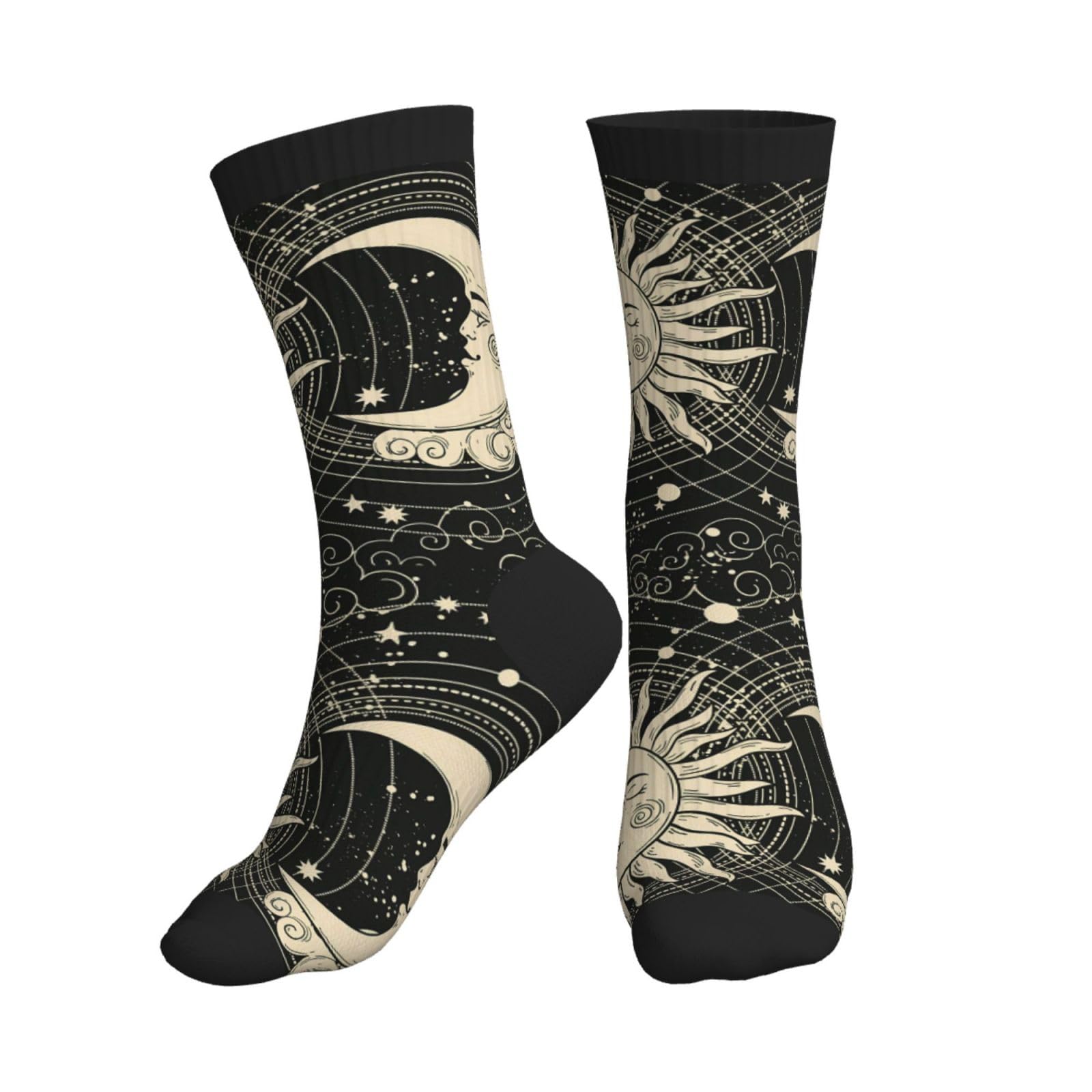 Kwqdozf Unisex As Pic Sun Moon Witchy Astrology Night Socks Mid-Tube Sports Socks For Sports And Daily Wear For Women And Men