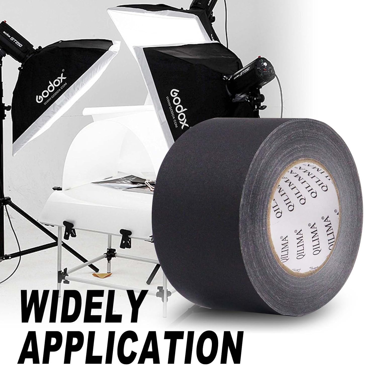 QILIMA Black Gaffers Tape - 3 Inch x 60 Yards, Professional Grade for Electrical Cords & Cable Tape, Non Reflective Matte Finish