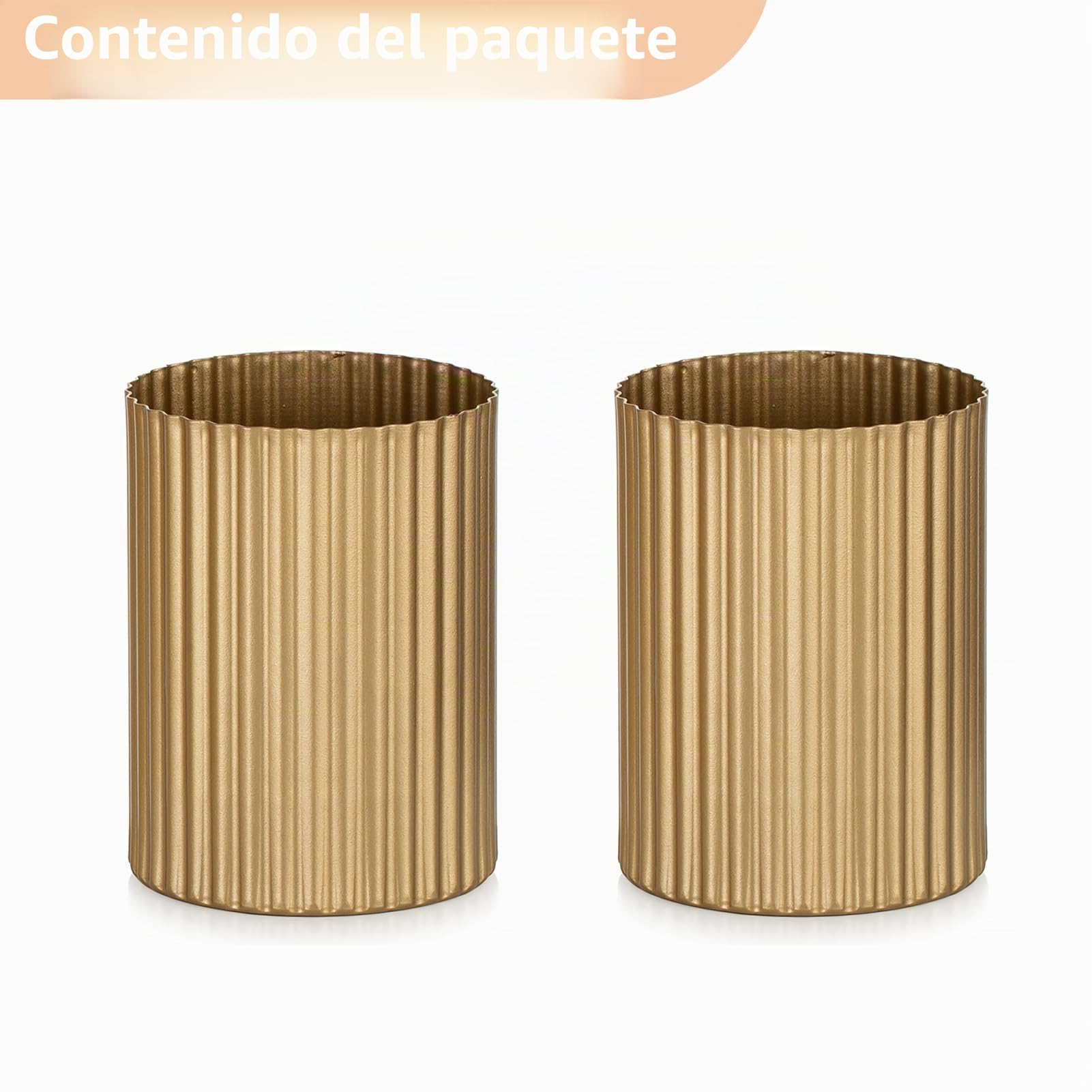 NUPTIO Pequeño Florero Oro para Flores: 2 Piezas 13cm Floreros Metal Centros de Mesa de Boda Maceta Vendimia para Fiesta de Cumpleaños de Navidad Sala de Estar Decoraciones Balcón | Pequeños jarrones cilíndricos de metal, para mesa, cumpleaños, boda, deco