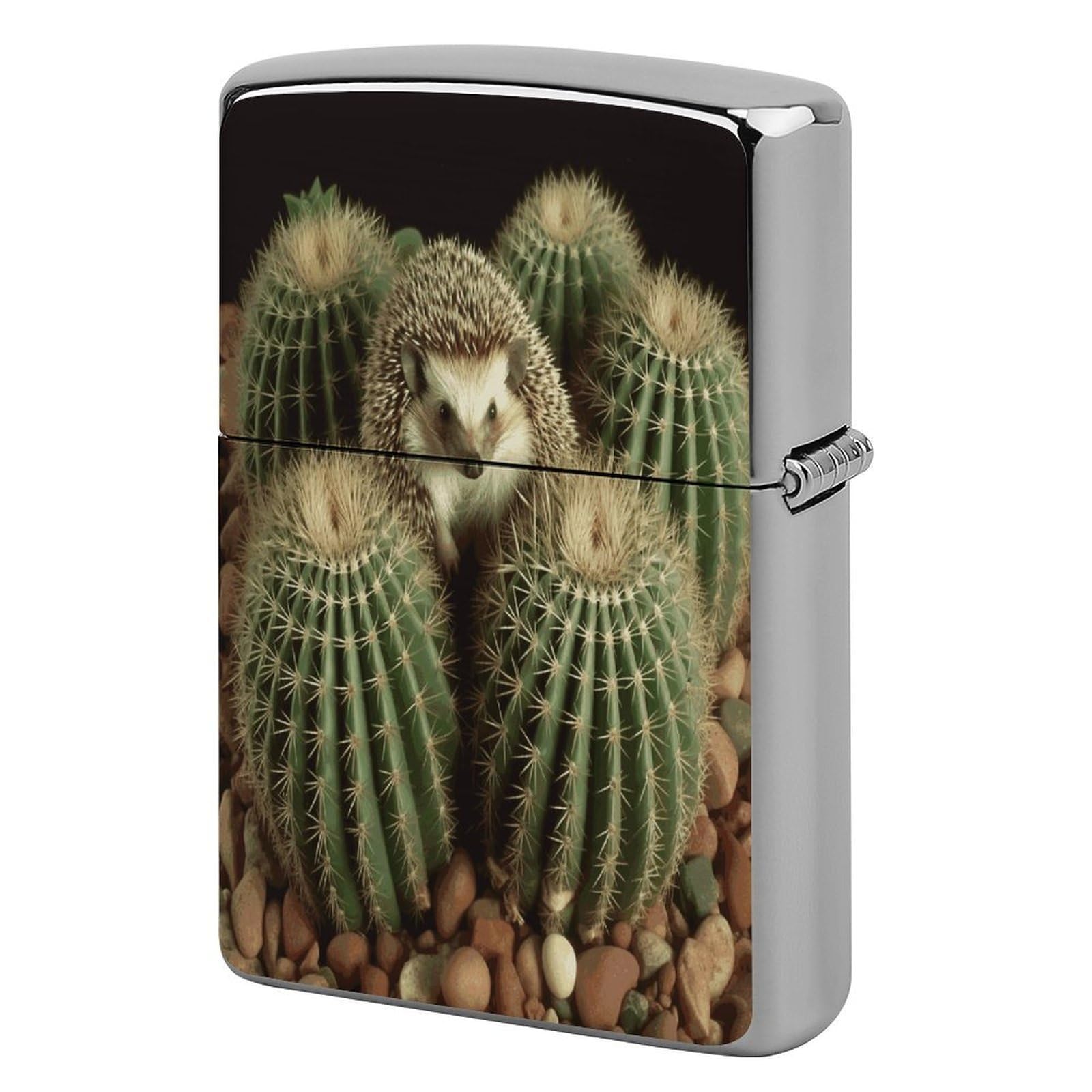 Btcowzrv Style Hedgehogs Cactus Metal Lighter Case Sleeve Cover Holder