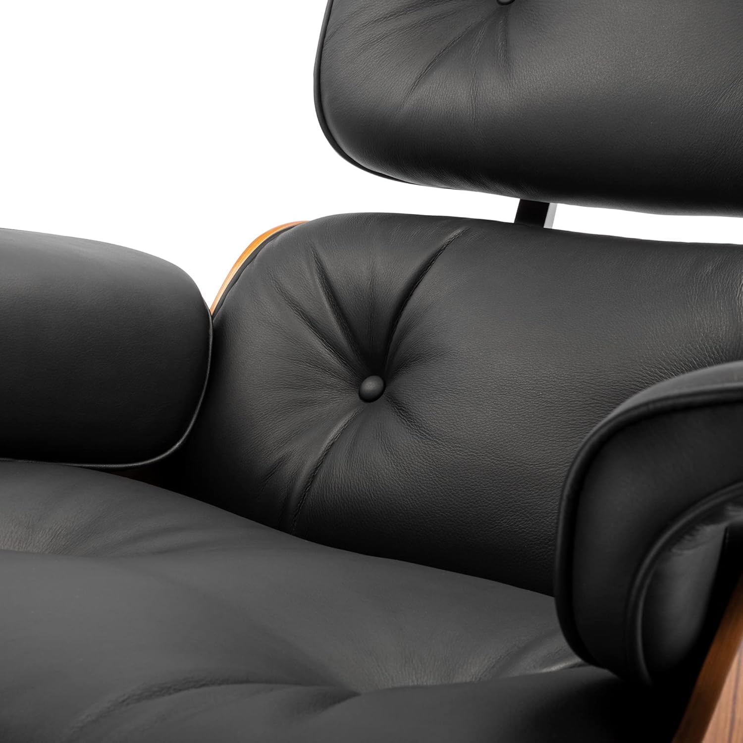 Echtleder-Entspannungssessel mit Fußhocker, moderner Fernsehsessel, drehbarer Chaiselongue mit Ottomane, Fester Neigungswinkel von 105°, einzigartiges Design mit gepolstertem Kissen