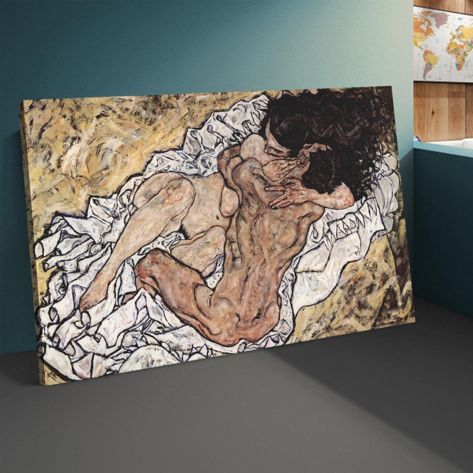 エゴン・シーレ、【愛の行為】、希少な画集画、状態良好 わいせつ画と批判され…才能に恵まれすぎた画家、シーレの刺激的