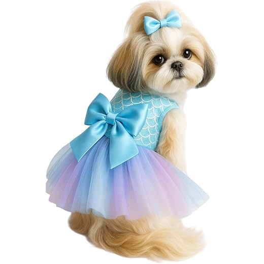 KUTKUT Dog Birthday Dress Mermaid Print Size S 35Cm