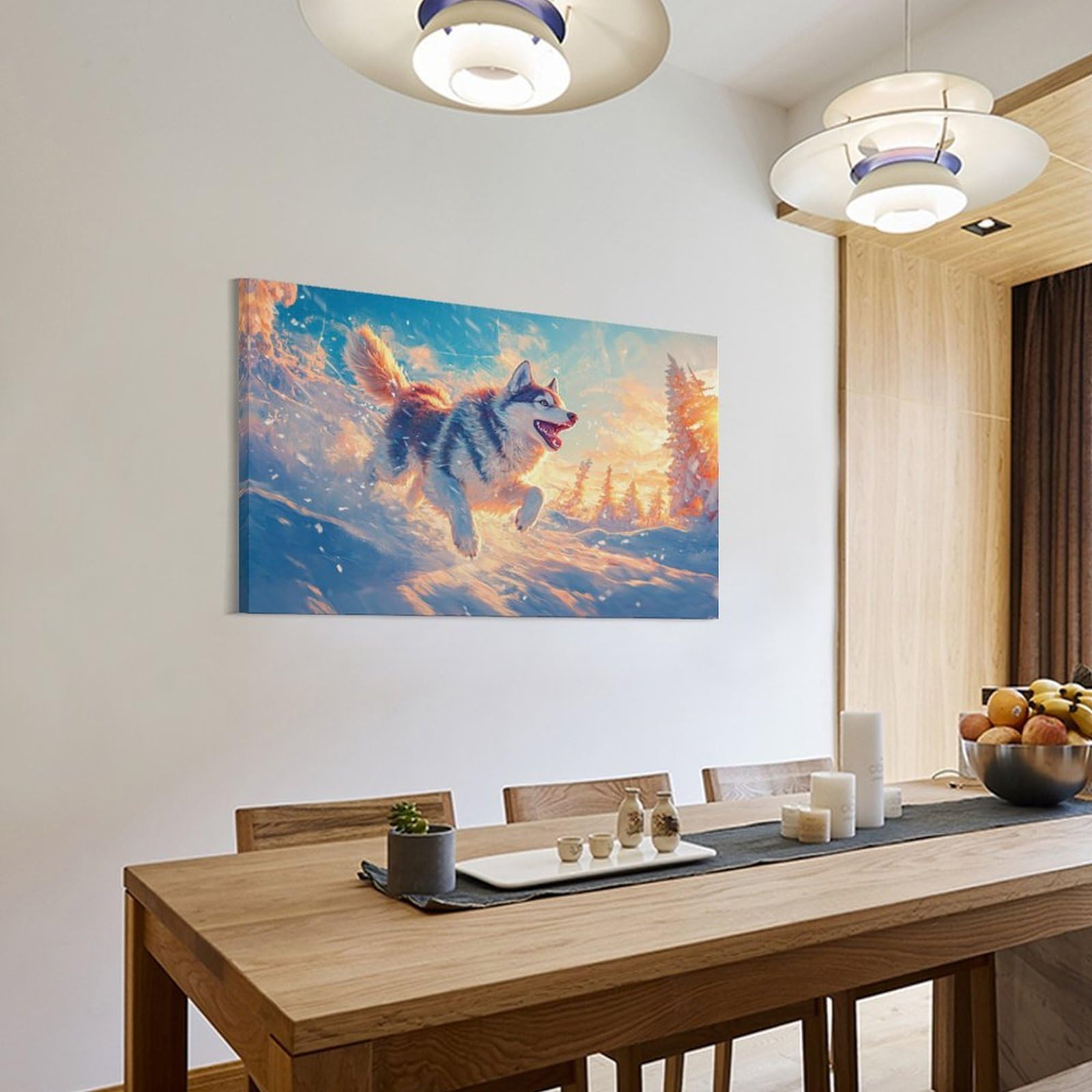 ZHUICHENG Husky Siberian Obraz Na Płótnie/Mural/Sztuka Ścienna - Obraz Olejny 3D do Salonu, Sypialni i Biura.Dekoracja Ścienna Z Trwałymi Kolorami & Łatwa Konserwacja 16x24 cale (40x60cm)