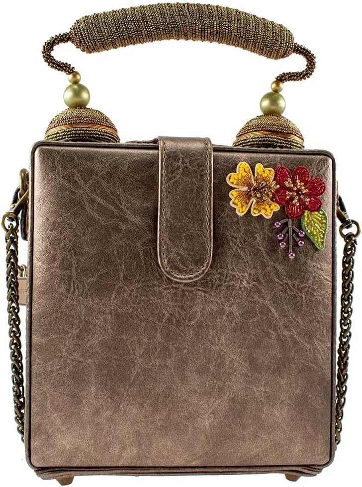 Mary Frances Time of Your Life Beaded Handbag Clock-Themed Top Handle Bag, Multicolor