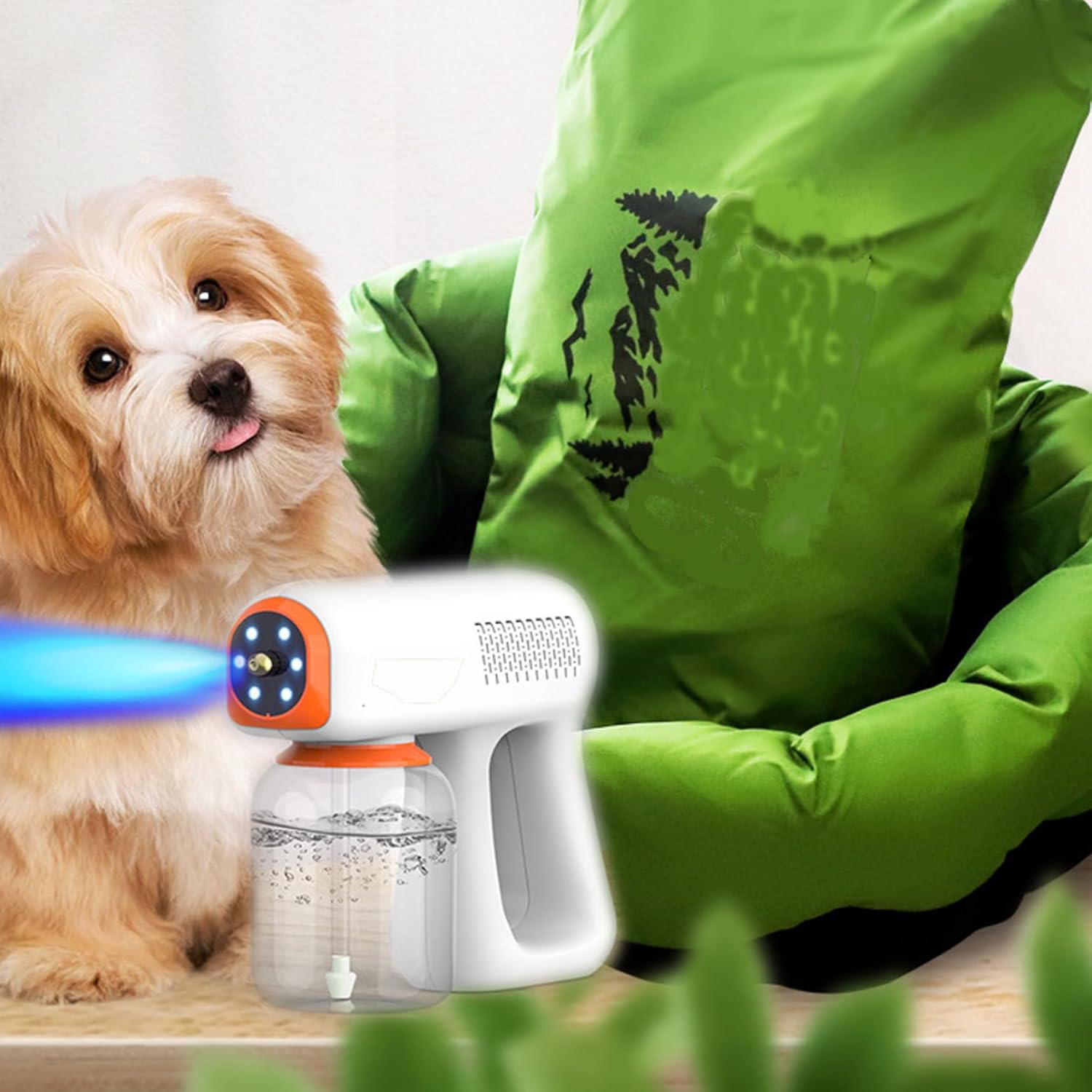 Fogger Machine Handheld 1200mAh Spray Gun with Blue Light 2 Level Mist Sprayer Rechargeable Ergonomic 300ml Detachable Washable Multipurpose Mini Fogger