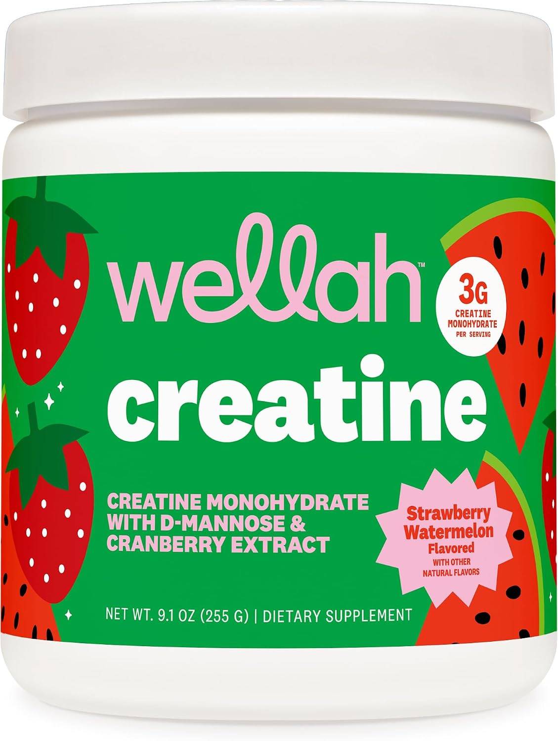 Wellah Creatine for Women (Strawberry Watermelon) 50 Servings, 3g Per Serv