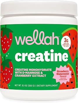 Wellah Creatine for Women Strawberry Watermelon 50 Servings, 3g Per Serv | With Dandelion & Cranberry Extract