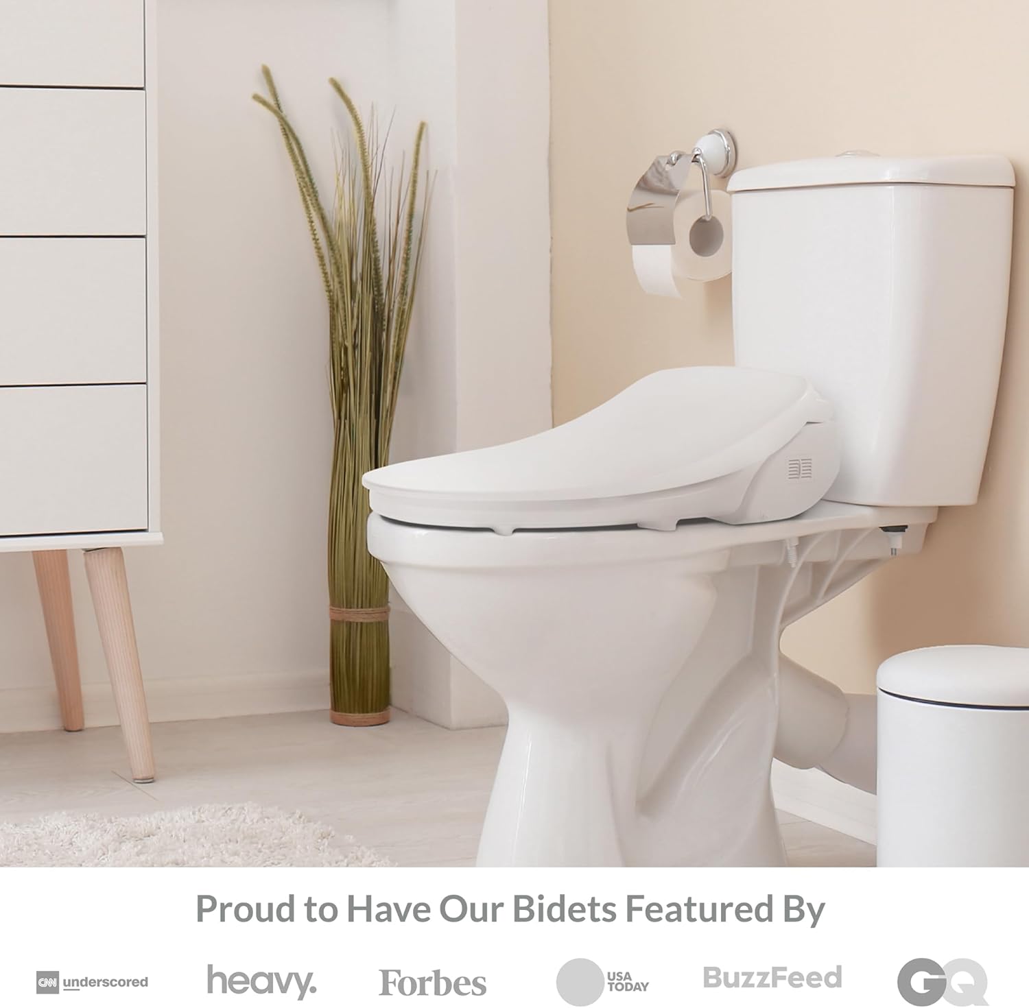 Elongated White Heated Bidet Toilet Seat with Remote
