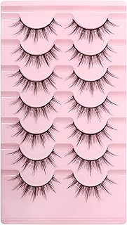 Veleasha Manga Lashes 7 Pairs Natural Look Fluffy False Eyelashes That Look Like Individual Cluster Lashes Soft Wispy Manhua Eyelashes (6D75)